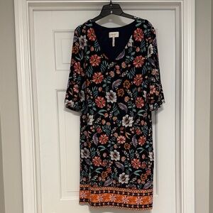 Laundry By Shelli Segal Black Floral Midi Dress